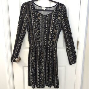 Charming Charlie Blue Floral Long Sleeve Dress Size S